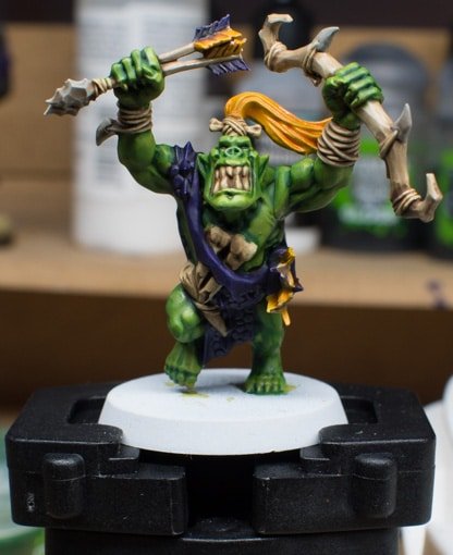 The Orc from earlier, but with shade applied all over the model