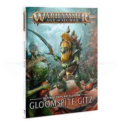 A picture of the Gloomspite Gitz Battletome. Battletomes are quite important book if you want to play matched play in Age of Sigmar.
