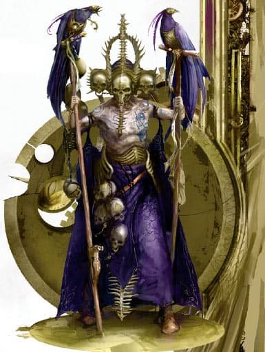 Very evil dude from Shyish (the realm of Death). The image is used as part of a rundown of the artefacts in Malign Sorcery.