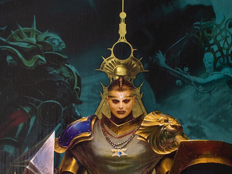 A stormcast eternal. She is really banged up trying to hold those Stormvaults for Sigmar.