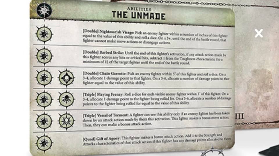 Ability Card for the Unmade Warband in Warcry (leaked image)
