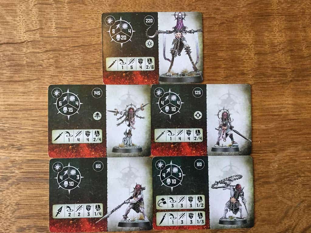 The Fighter Cards for all of the fighers in the Unmade Warcry Warband