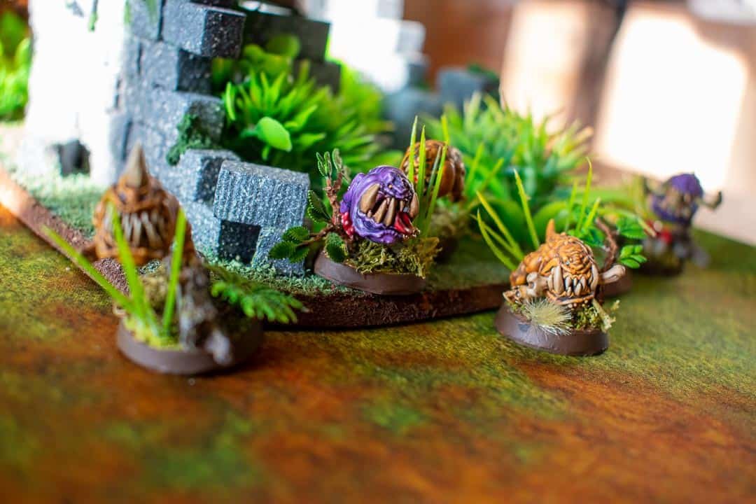 Some Gloomspite Gitz squig in jungle terrain 