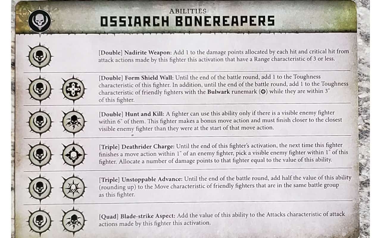 Ability Card the Ossiarch Bonereapers Warband in Warcry