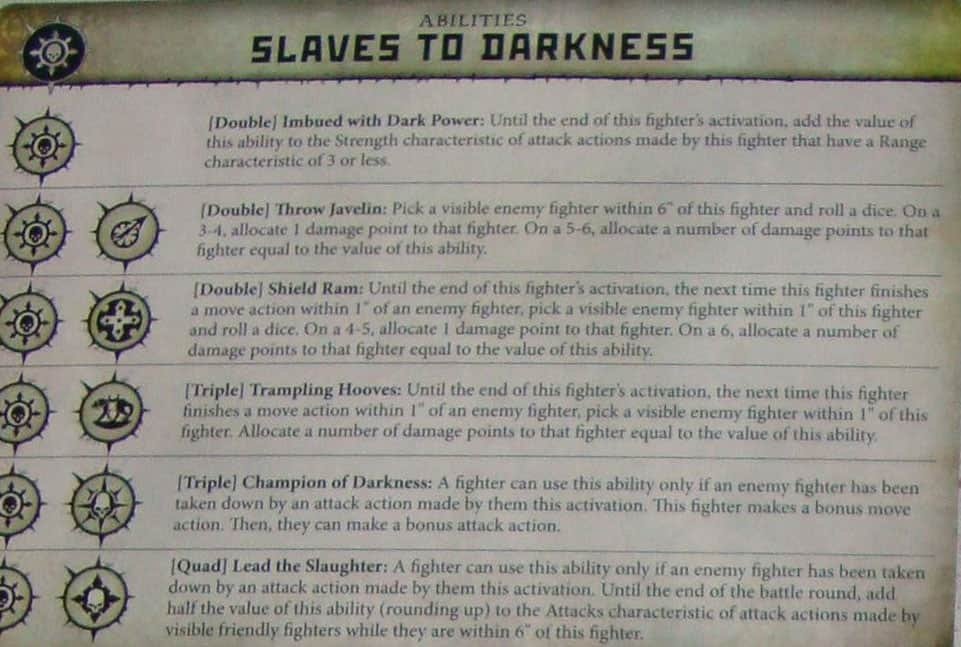 Slaves to Darknessin Warcry Ability card