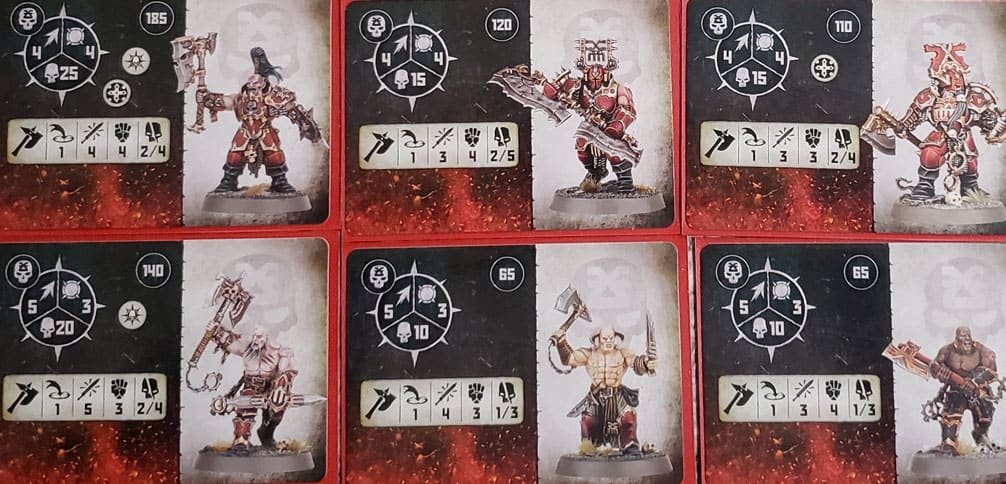 Fighter Cards for the Blades of Khorne: Bloodbound warband in warcry