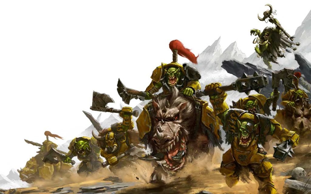 Artwork of Ironjawz attacking from the Soulbound RPG book