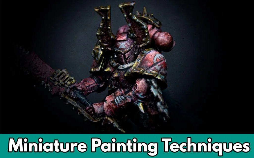 The feature image for the article about miniature painting techniques. It shows a khorne Warrior in red and gold armour