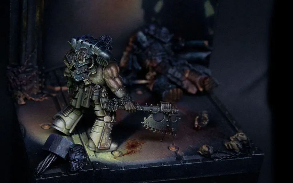 Miniature diorama painted with a zenital highlight