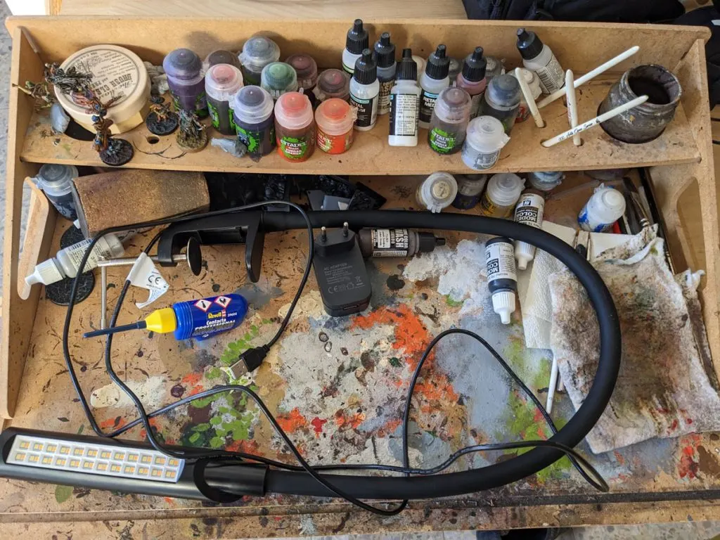 The Uberlight flex folded on laying on my painting station
