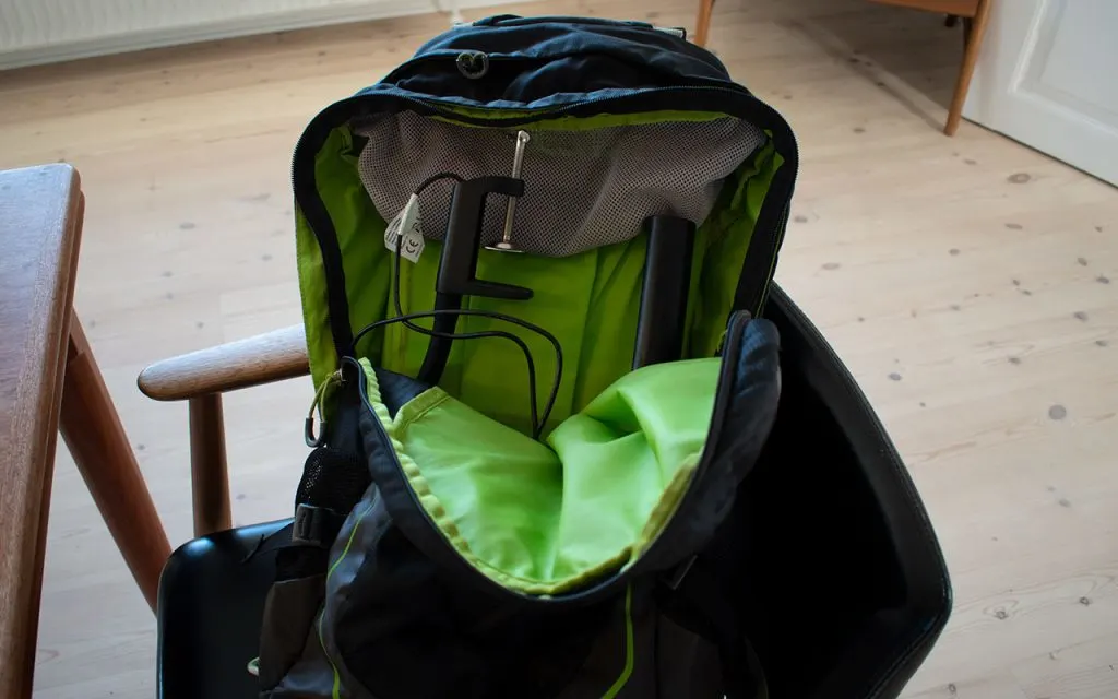 Image showing the Uberlight FLex packed into a backpack